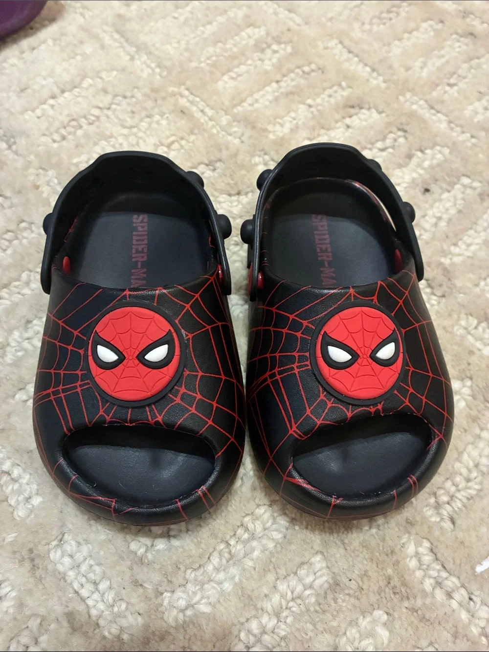 Kids Spider Web Slide Sandal - Black/Red